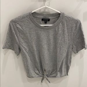 Top shop grey tie-front crop top